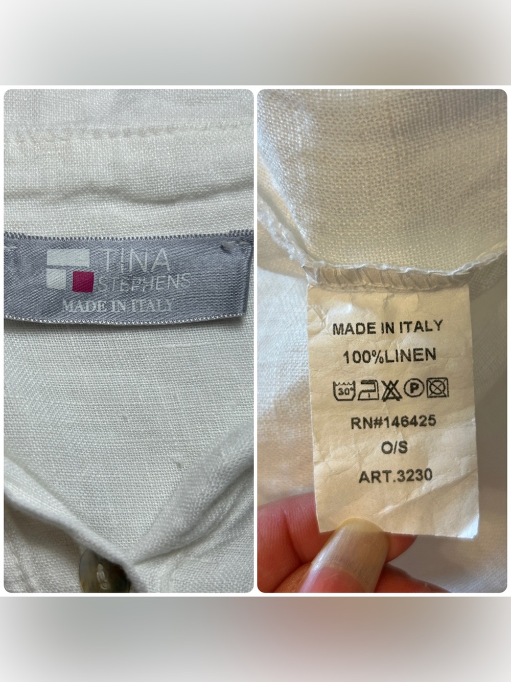 Tina Stephens White Linen Button-Front Maxi Dress Size OS - Picture 4 of 4